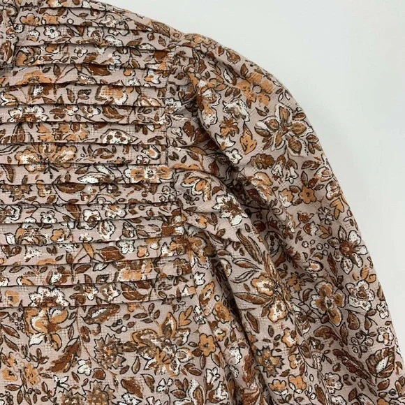 Universal Thread Midi Dress Size S Floral Ruffle Crew Neck Balloon Long Sleeve - Picture 3 of 8